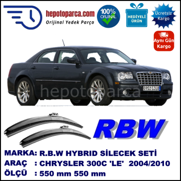 CHRYSLER 300C [LE] 10.04-08.10 550 / 550 mm. RBW Hybrid Silecek Seti. U Kanca Uyumlu Hibrit