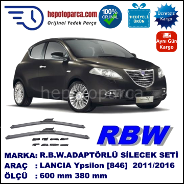 LANCIA Ypsilon [846] 06.2011-..., 600 / 380 mm.  RBW  ADAPTÖRLÜ MUZ SİLECEK SETİ