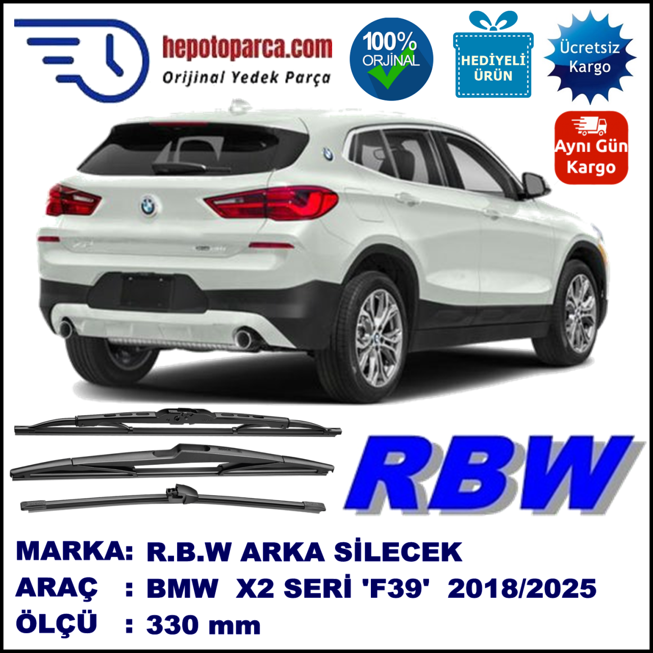 BMW X2 [F39] MUZ ARKA SİLECEK RBW ARACA ÖZEL (2018→)