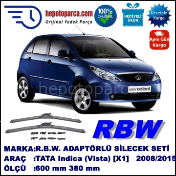 TATA Indica (Vista) [X1] 08.2008-..., 600 / 380 mm.  RBW  ADAPTÖRLÜ MUZ SİLECEK SETİ