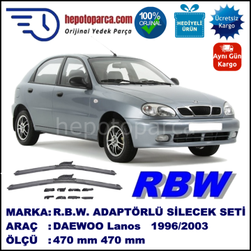 DAEWOO Lanos Hatchback [KLAT] 11.1996-09.2003, 470 / 470 mm.  RBW  ADAPTÖRLÜ MUZ SİLECEK SETİ
