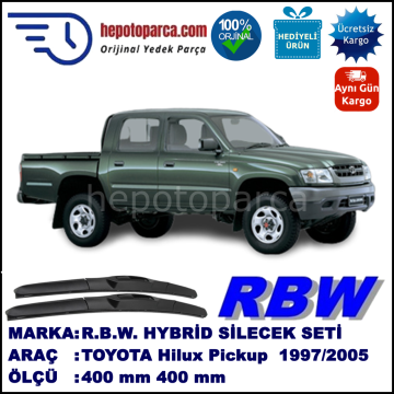 TOYOTA Hilux [N16/N17] 08.97-... 400 / 400 mm. RBW Hybrid Silecek Seti. U Kanca Uyumlu Hibrit