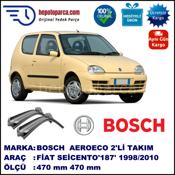 FIAT Seicento [187..] 03.1998-12.2010, 470 / 470 mm. BOSCH AEROECO Aparatlı Muz Silecek