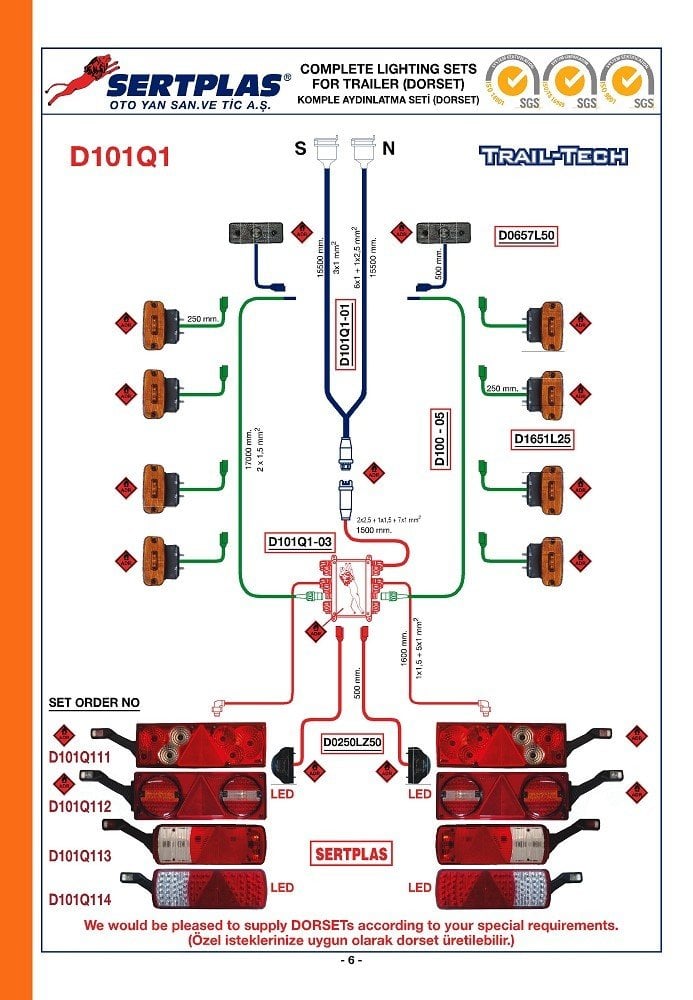 SERTPLAS D101Q 1W TIR DORSE TESİSAT SETİ