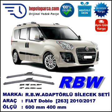 FIAT Doblo [263..] 02.2010-..., 600 / 400 mm.  RBW  ADAPTÖRLÜ MUZ SİLECEK SETİ