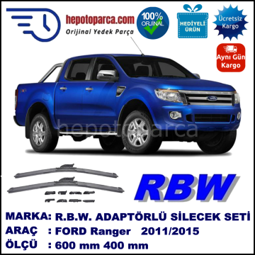 FORD Ranger  [TKE] 09.2011-..., 600 / 400 mm.  RBW  ADAPTÖRLÜ MUZ SİLECEK SETİ