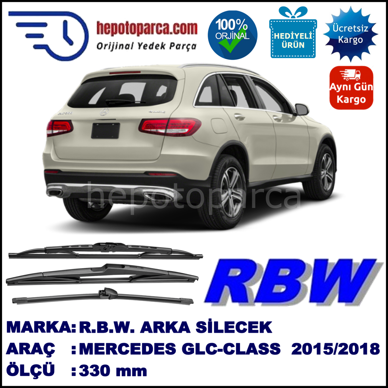 MERCEDES GLC-CLASS [X253] MUZ ARKA SİLECEK RBW ARACA ÖZEL (2015→)