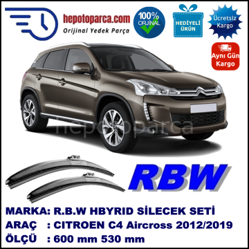 CITROEN C4 Aircross  03.12-... 600 / 530 mm. RBW Hybrid Silecek Seti. U Kanca Uyumlu Hibrit