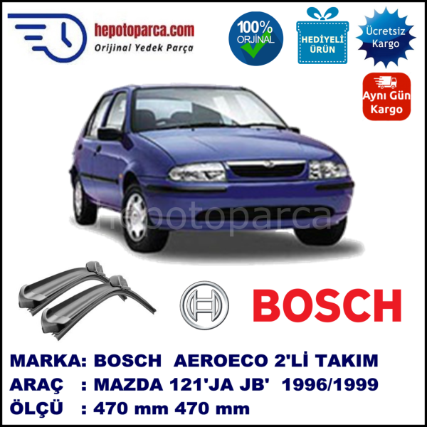 MAZDA 121 [JA/JB] 01.1996-10.1999, 470 / 470 mm. BOSCH AEROECO Aparatlı Muz Silecek