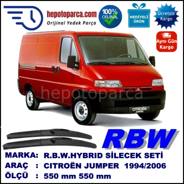 CITROEN Jumper [U5, 23] 02.94-05.06 550 / 550 mm. RBW Hybrid Silecek Seti. U Kanca Uyumlu Hibrit