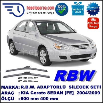 KIA Cerato  [FE] 03.2004-11.2009, 600 / 400 mm.  RBW  ADAPTÖRLÜ MUZ SİLECEK SETİ