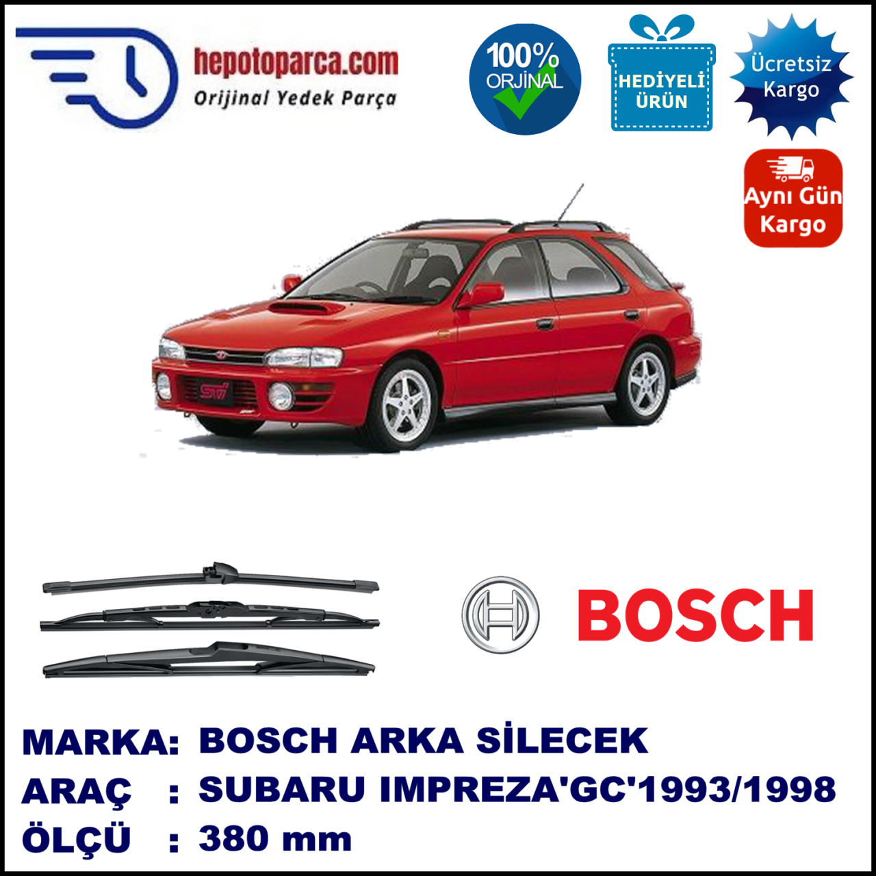 SUBARU Impreza Kombi [GC, GF] 380 mm 01.1993-07.1998 BOSCH Arka Silecek