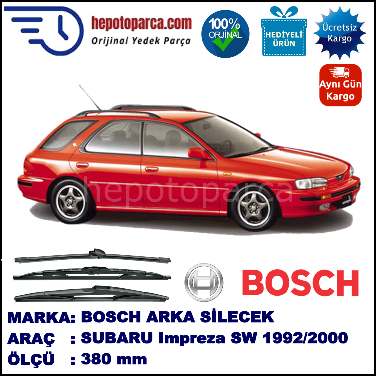 SUBARU Impreza Sports Wagon  380 mm 11.1992-07.2000 BOSCH Arka Silecek