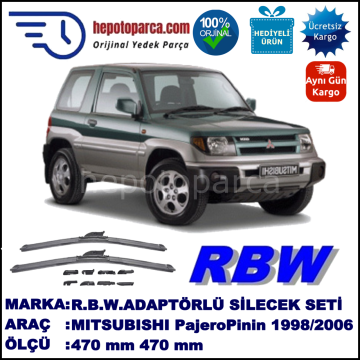 MITSUBISHI Pajero Pinin [H] 06.1998-02.2006, 470 / 470 mm.  RBW  ADAPTÖRLÜ MUZ SİLECEK SETİ