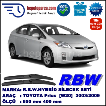 TOYOTA Prius [W20] 09.03-03.09 650 / 400 mm. RBW Hybrid Silecek Seti. U Kanca Uyumlu Hibrit