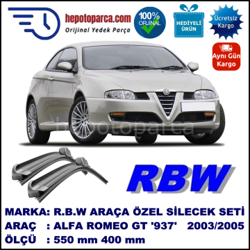ALFA ROMEO GT [937] 10.03-06.05 550 / 400 mm. RBW Muz Silecek Seti  2'li Takım. U Kanca Uyumludur.