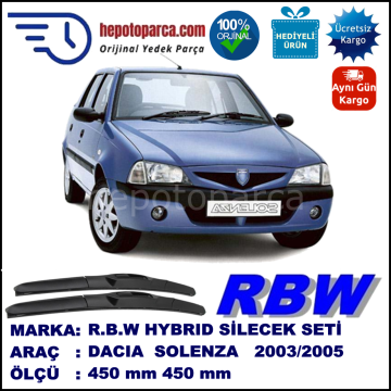 DACIA Solenza  04.03-04.05 450 / 450 mm. RBW Hybrid Silecek Seti. U Kanca Uyumlu Hibrit