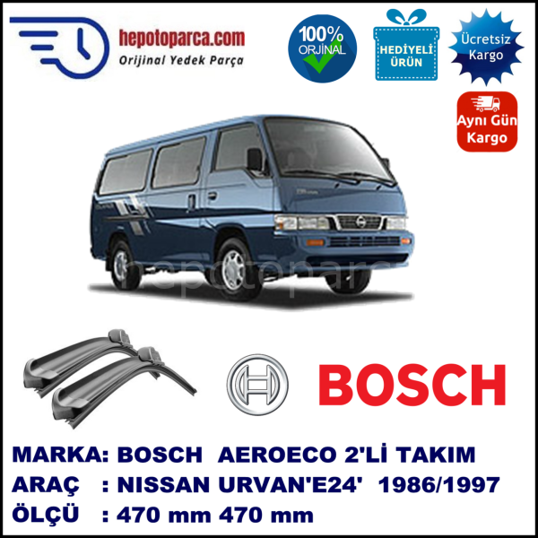 NISSAN Urvan [E24] 11.1986-06.1997, 470 / 470 mm. BOSCH AEROECO Aparatlı Muz Silecek