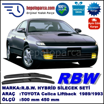 TOYOTA Celica Liftback [T18] 10.89-10.93 500 / 450 mm. RBW Hybrid Silecek Seti. U Kanca Uyumlu Hibrit