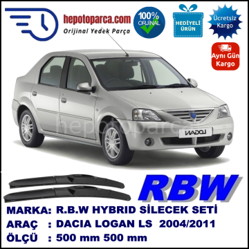 DACIA Logan [LS] 07.04-... 500 / 500 mm. RBW Hybrid Silecek Seti. U Kanca Uyumlu Hibrit