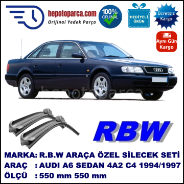 AUDI A6 [4A2; C4] 06.94-10.97 550 / 550 mm. RBW Muz Silecek Seti  2'li Takım. U Kanca Uyumludur.