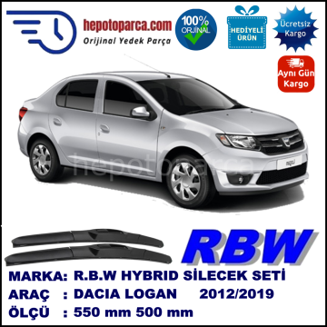 DACIA Logan II [L8] 08.12-... 550 / 500 mm. RBW Hybrid Silecek Seti. U Kanca Uyumlu Hibrit