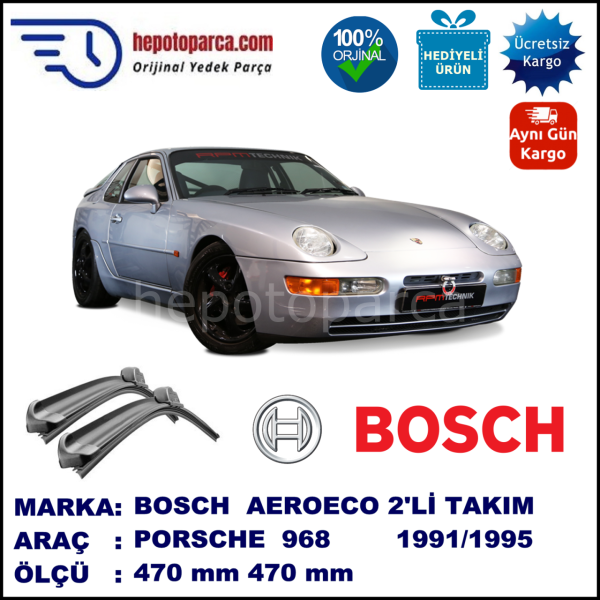 PORSCHE 968  08.1991-11.1995, 470 / 470 mm. BOSCH AEROECO Aparatlı Muz Silecek