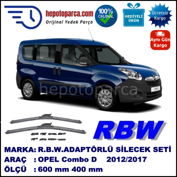 OPEL Combo [D] 02.2012-..., 600 / 400 mm.  RBW  ADAPTÖRLÜ MUZ SİLECEK SETİ