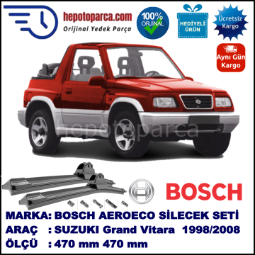 SUZUKI Grand Vitara Cabrio  03.1998-03.2008, 470 / 470 mm. BOSCH AEROECO Aparatlı Muz Silecek
