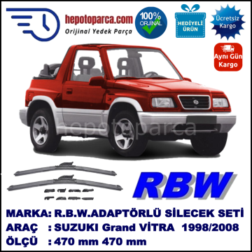SUZUKI Grand Vitara Cabrio  03.1998-03.2008, 470 / 470 mm.  RBW  ADAPTÖRLÜ MUZ SİLECEK SETİ