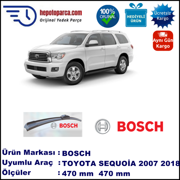 TOYOTA Sequoia  09.2007-..., 470 / 470 mm. BOSCH AEROECO Aparatlı Muz Silecek