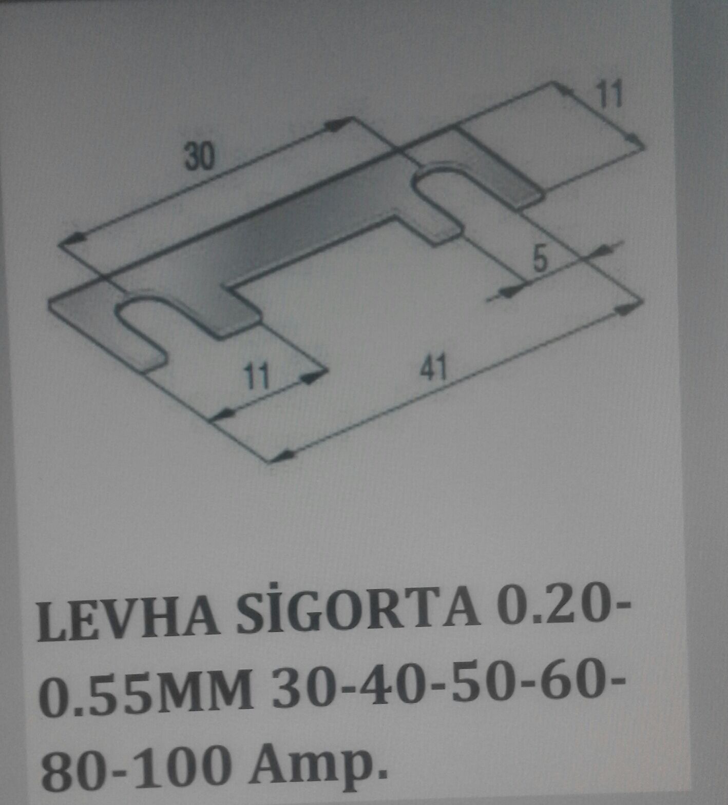 LEVHA SİGORTA MTA (SAC)100 AMP. 02.00299