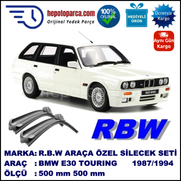 BMW Serie 3 Touring [E 30] 07.87-06.94 500 / 500 mm. RBW Muz Silecek Seti  2'li Takım. U Kanca Uyumludur.