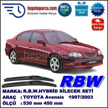 TOYOTA Avensis [T22] 10.97-01.03 530 / 450 mm. RBW Hybrid Silecek Seti. U Kanca Uyumlu Hibrit