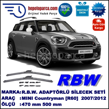 MINI (BMW) Mini Countryman [R 60] 09.2010-..., 470 / 500 mm.  RBW  ADAPTÖRLÜ MUZ SİLECEK SETİ