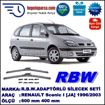 RENAULT Scenic I [JA.] 01.1996-04.2003, 600 / 400 mm.  RBW  ADAPTÖRLÜ MUZ SİLECEK SETİ