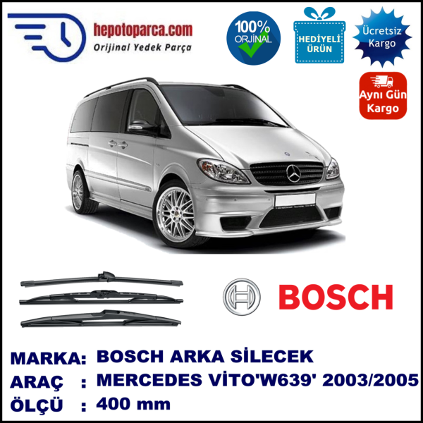 MERCEDES-BENZ Vito [639 T0N] 400 mm 10.2003-08.2005 BOSCH Arka Silecek