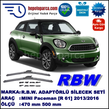 MINI (BMW) Mini Paceman [R 61] 03.2013-..., 470 / 500 mm.  RBW  ADAPTÖRLÜ MUZ SİLECEK SETİ