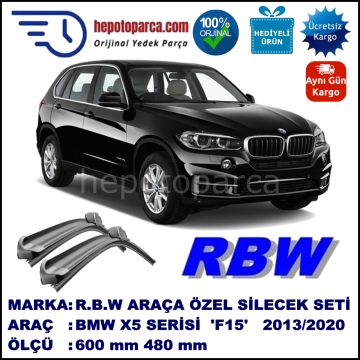 BMW X5 [F 15] 11.13-... 600 / 480 mm. RBW Muz Silecek Seti  2'li Takım. U Kanca Uyumludur.