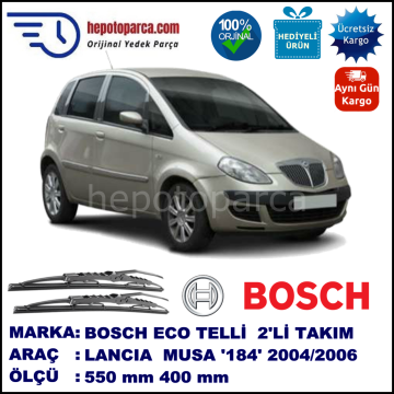 LANCIA Musa [184] 10.04-01.06 550 / 400 mm. BOSCH ECO Telli Silecek 2'li Takım