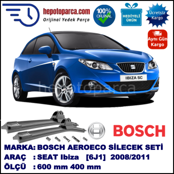 SEAT Ibiza SC [6J1] 02.2008-08.2011, 600 / 400 mm. BOSCH AEROECO Aparatlı Muz Silecek