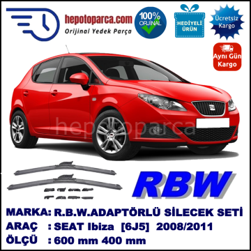 SEAT Ibiza [6J5] 02.2008-08.2011, 600 / 400 mm.  RBW  ADAPTÖRLÜ MUZ SİLECEK SETİ