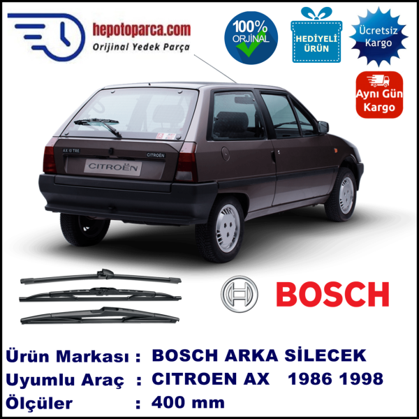 CITROEN AX  400 mm 10.1986-12.1998 BOSCH Arka Silecek