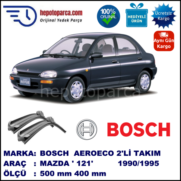 MAZDA 121 [DB] 11.1990-12.1995, 500 / 400 mm. BOSCH AEROECO Aparatlı Muz Silecek