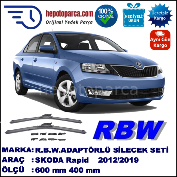 SKODA Rapid [NH3] 07.2012-..., 600 / 400 mm.  RBW  ADAPTÖRLÜ MUZ SİLECEK SETİ