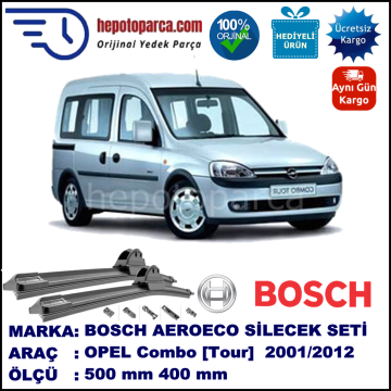 OPEL Combo [Tour] 10.2001-01.2012, 500 / 400 mm. BOSCH AEROECO Aparatlı Muz Silecek