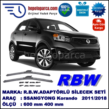 SSANGYONG Korando C  03.2011-..., 600 / 400 mm.  RBW  ADAPTÖRLÜ MUZ SİLECEK SETİ