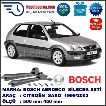 CITROEN Saxo [S8] 10.1999-09.2003, 500 / 450 mm. BOSCH AEROECO Aparatlı Muz Silecek