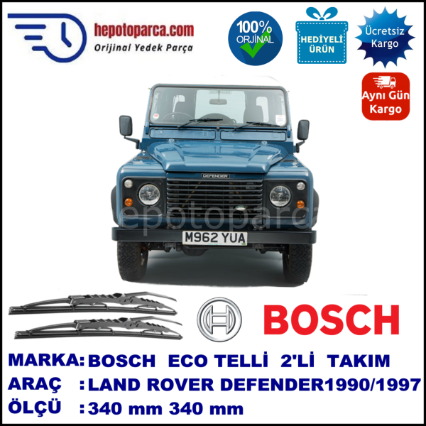 LAND ROVER  Defender 130  08.90-... 340 / 340 mm. BOSCH ECO Telli Silecek 2'li Takım