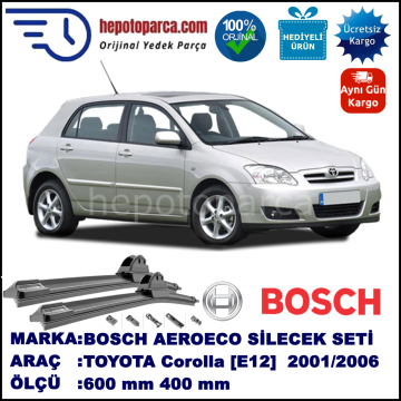 TOYOTA Corolla Hatchback [E12] 11.2001-11.2006, 600 / 400 mm. BOSCH AEROECO Aparatlı Muz Silecek